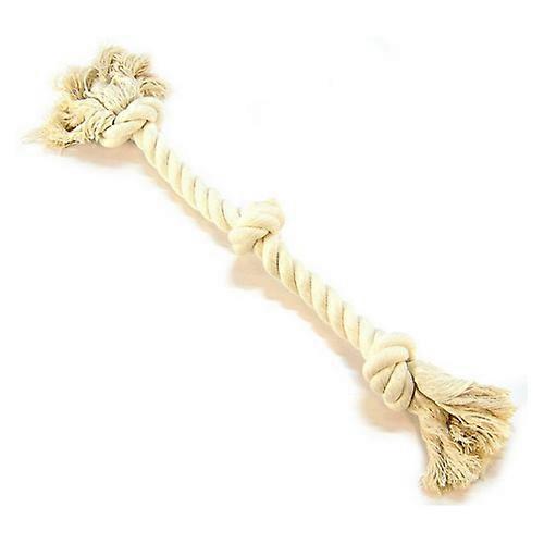 Mammoth Pet Products Flossy Chews 3 Knot Tug Toy Rope for Dogs - White, Medium (20" Long)