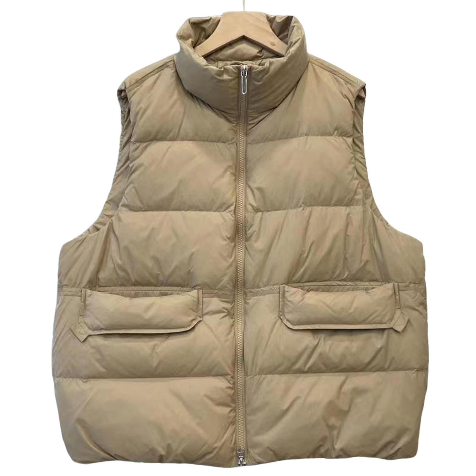 Women's Cotton Warm Vest Solid Color Simple Style Zipper Vest Suitable For Friends Gathering Wear