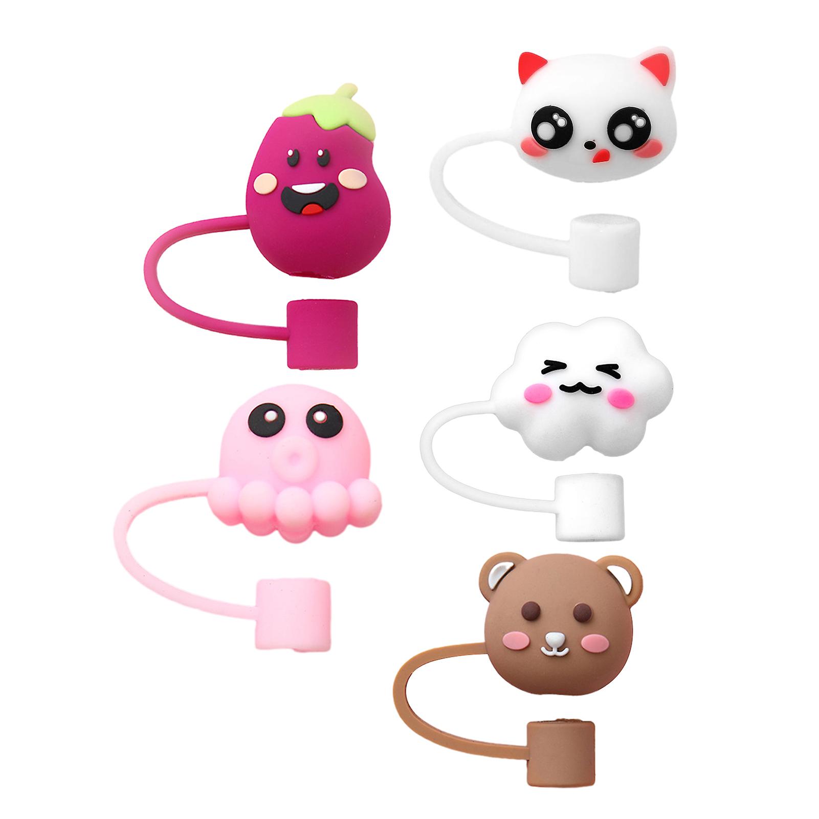 Universal Cartoon Straw Topper Multipurpose Straw Protective Plug Straw Accessories