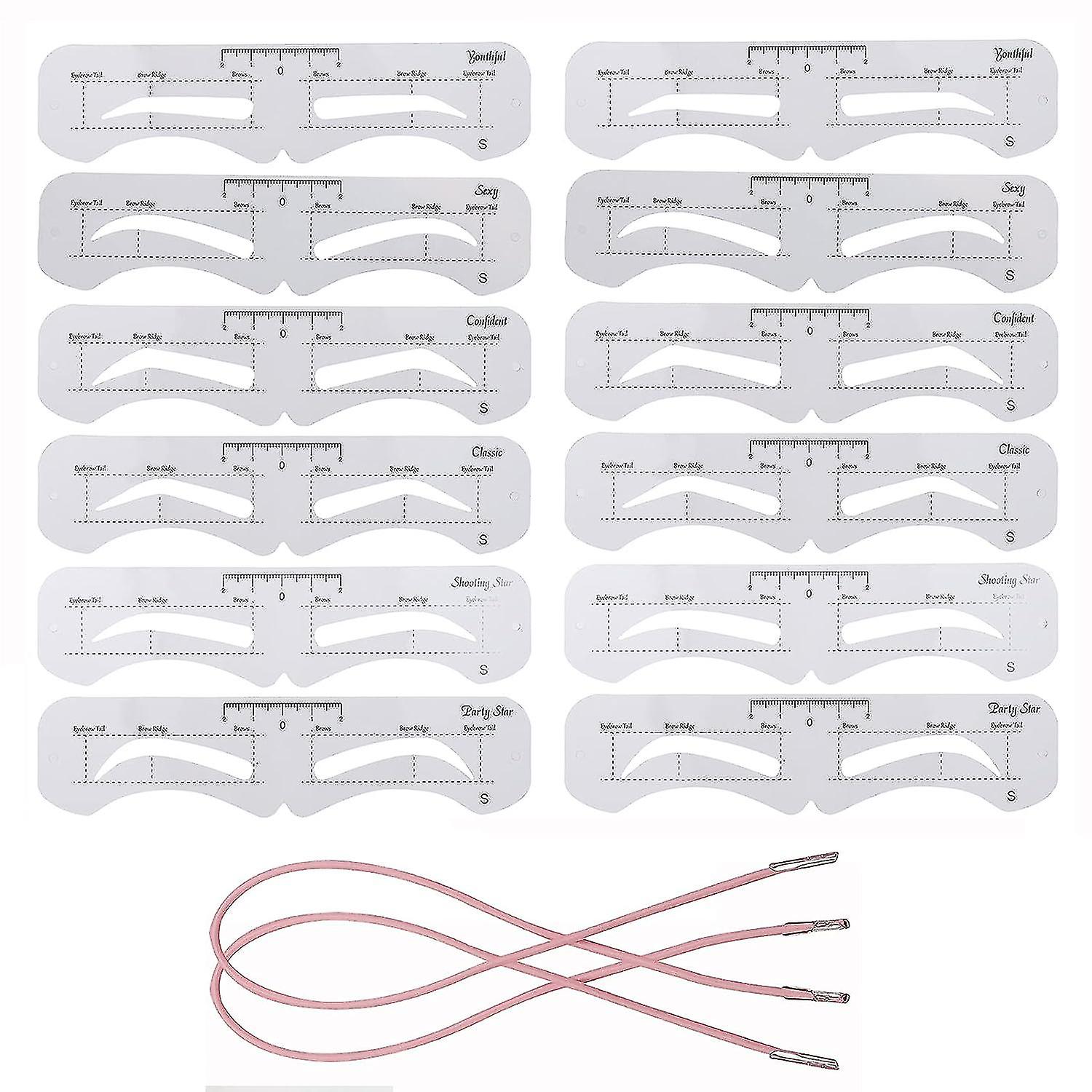 12 Reusable Brow Stencils, Beginner Brow Stencils With Elasticated Band (6)