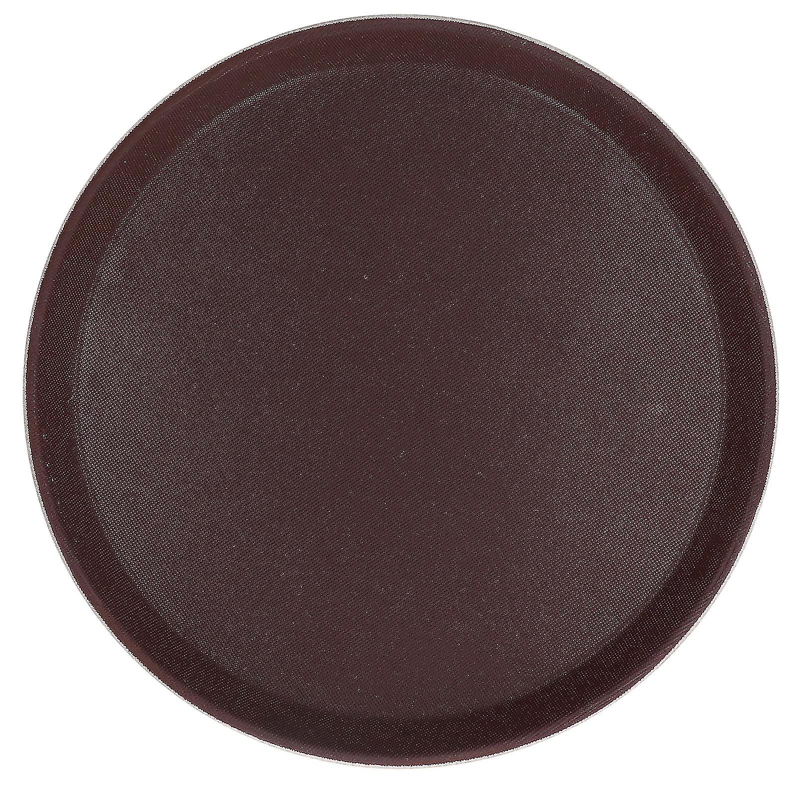 Round Serving Tray Nonslip Rubber Tempered Glass Fiber Heat Resisting Wide Application Round Tray for Restaurant Bar35cm Round