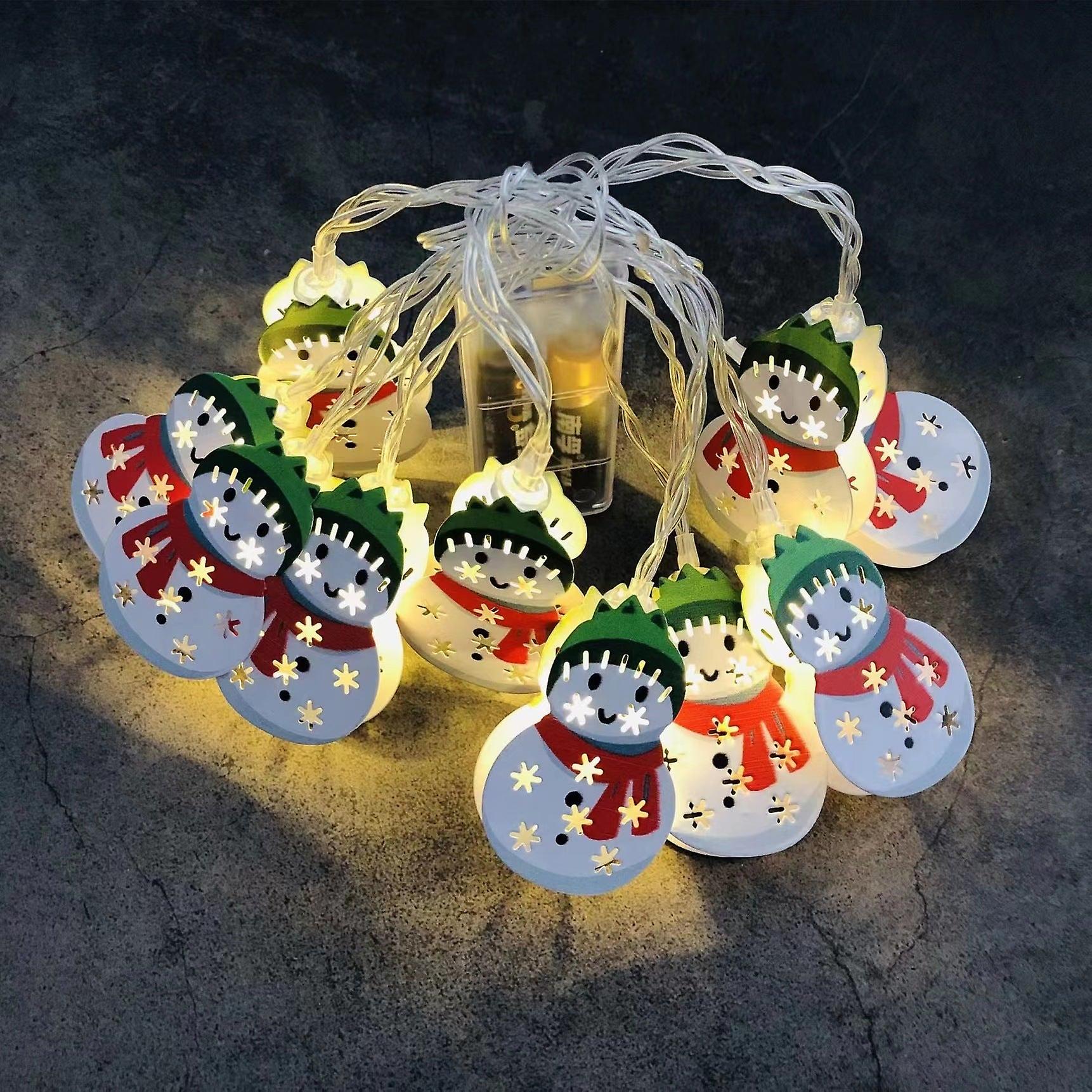 Christmas Led Snowman Santa Claus Lighting Chain Decorative String Light Lamp Wrought Iron Xmas