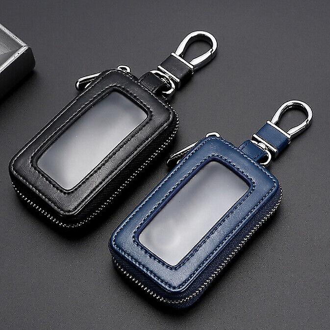 Classy & Practical: Leather Universal Car Remote Key Fob Case With Chain & Zipper Wallet