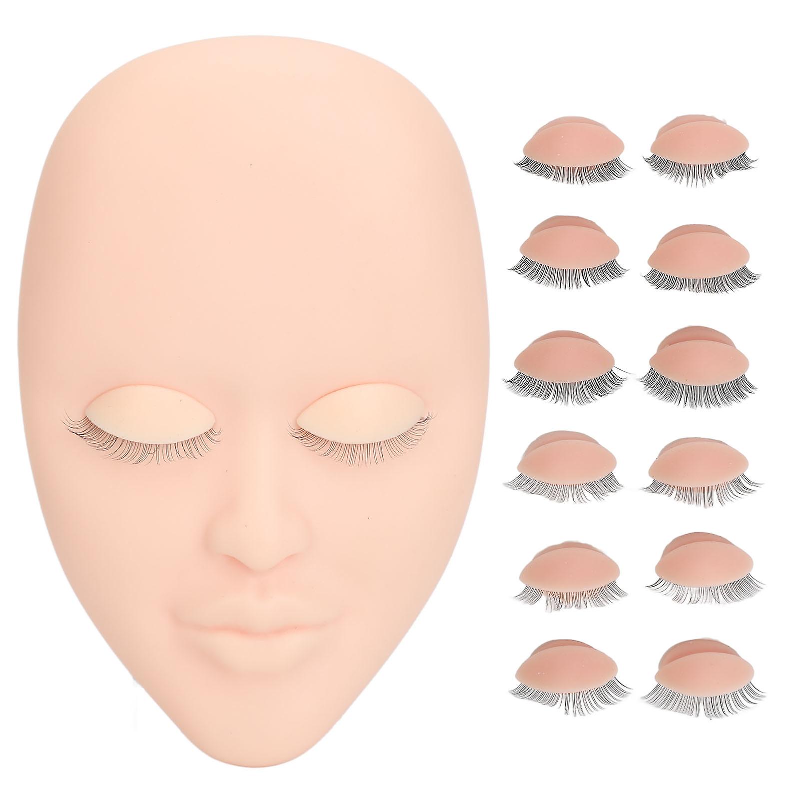 Eyelash Extension Mannequin Head with 6 Pair Replacement Eyelids Soft Touch Lash Mannequin Face