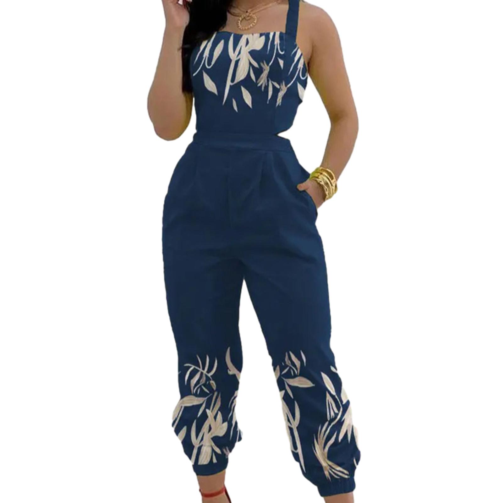 Fashion Female Jumpsuit Distinctive Style Printing One-piece Pants for Party