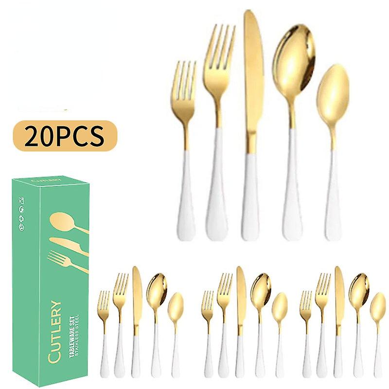304 Stainless Steel Flatware Sets 20pcs Western Food/steak Knife, Fork And Spoon Tableware Set
