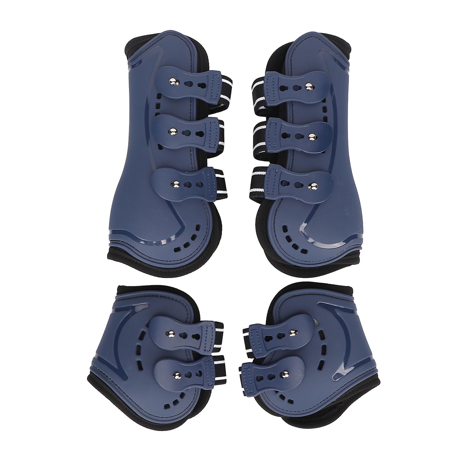 Guêtres de protection pour tendons de cheval, réglables, ouvertes à l'avant, respirantes, bleues, lot de 4, taille M