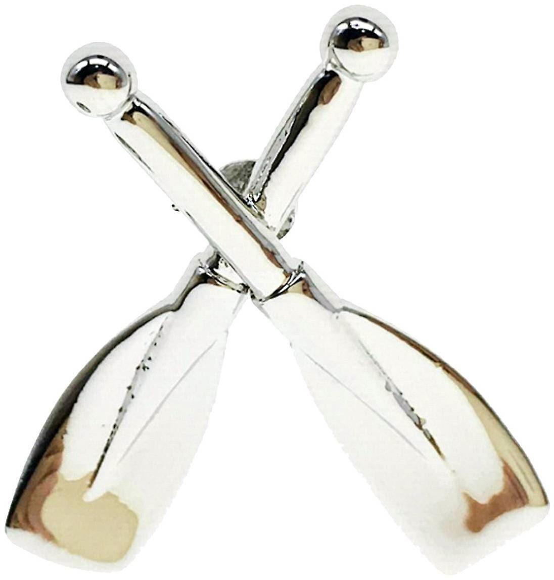 Bassin and Brown Crossed Rowing Oars Lapel Pin - Silver