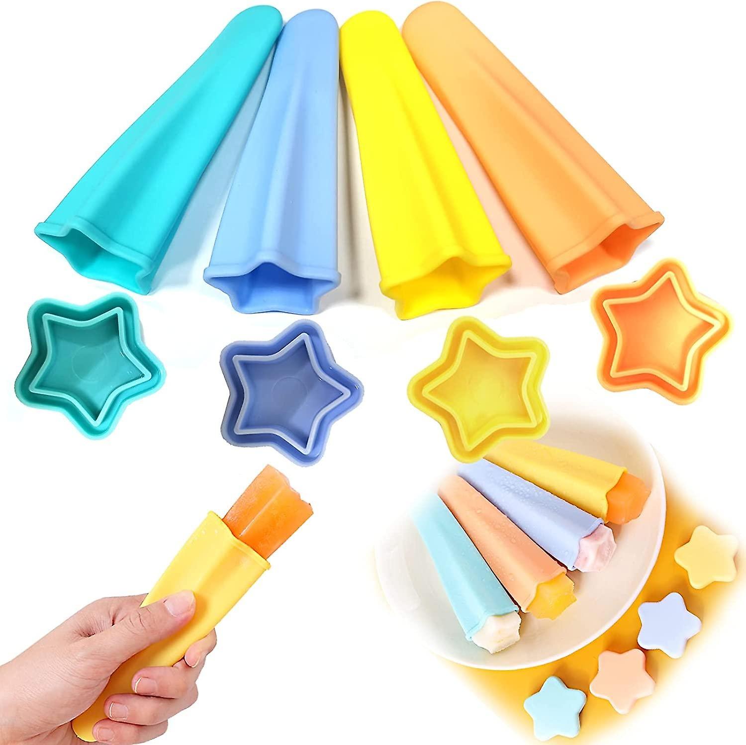 4pcs Silicone Popsicle Ice Cream Mold, Popsicle Mold,Kids Ice Cream Mold Set for Adults and Kids,Reu