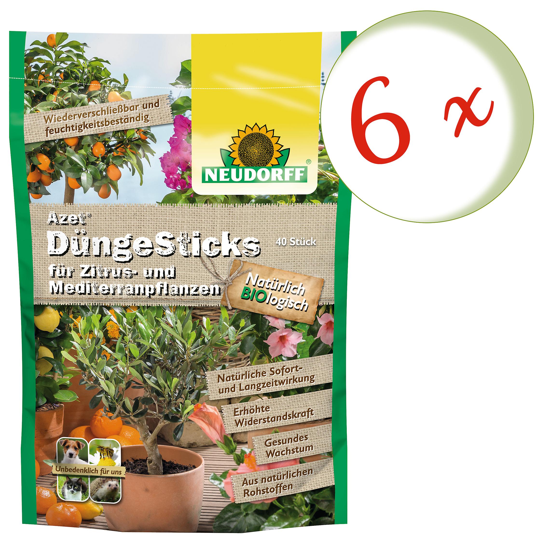 6 x NEUDORFF Azet® Fertilizer Sticks for Citrus & Mediterranean Plants, 40 Sticks