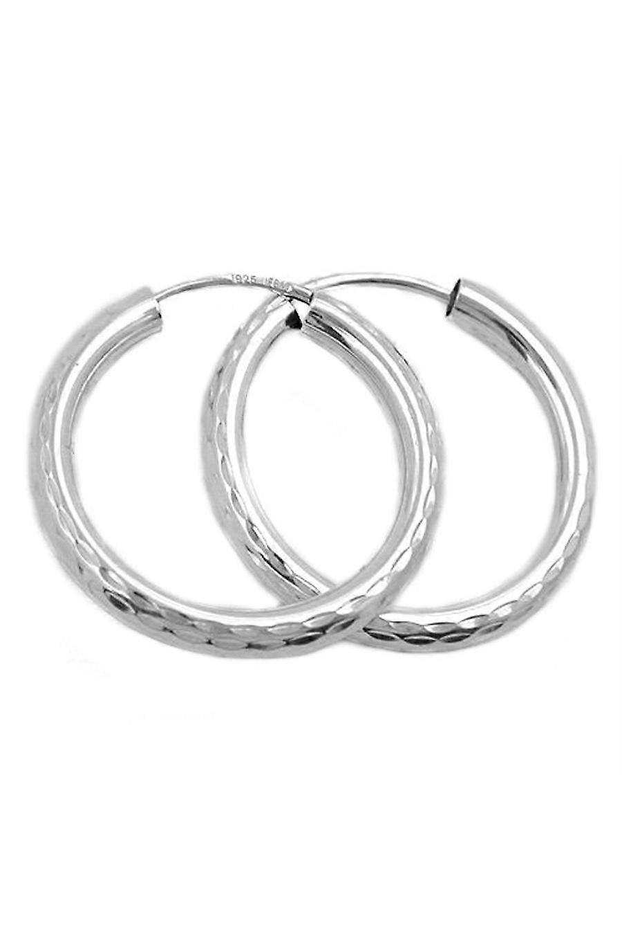 Hoop Earrings Diamond Cut Silver 925 - Gl91296