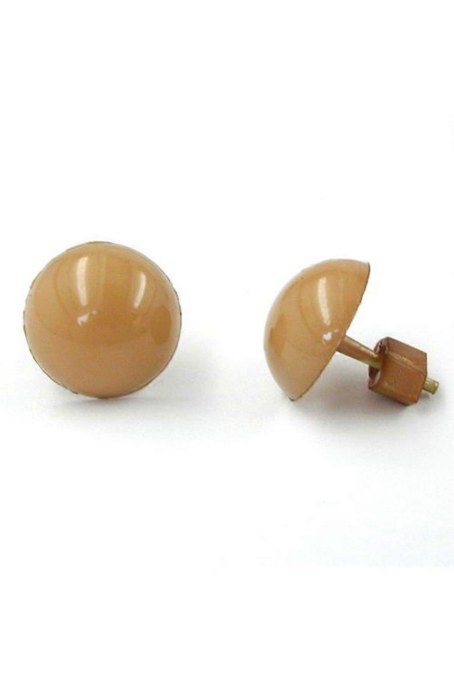 Stud Earrings Plastic Round Light Brown - Gl01832