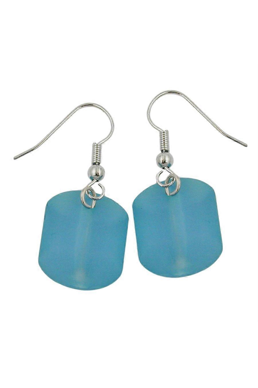 Hook Earrings Slanted Bead Turquoise - Gl06141