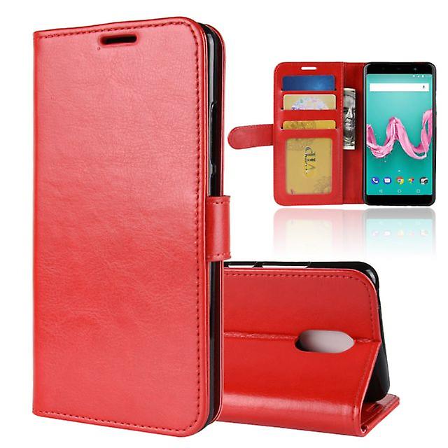 Multifunctional wallet PU leather shell case for Wiko View XL Red