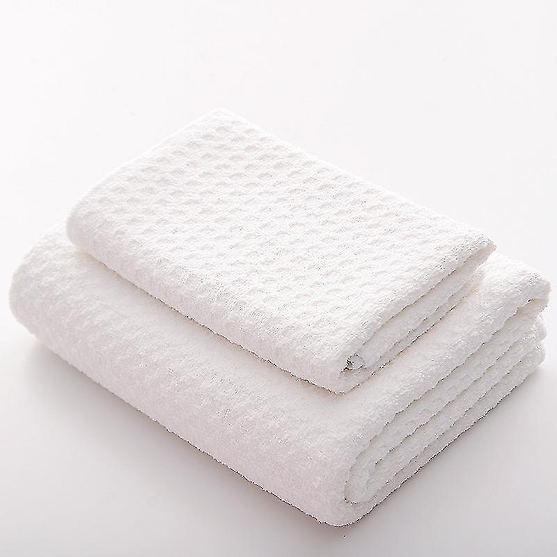 Pack of extra large quick-drying microfiber bath towels, lint-free, 140 x 70 cm, white, waffle weave