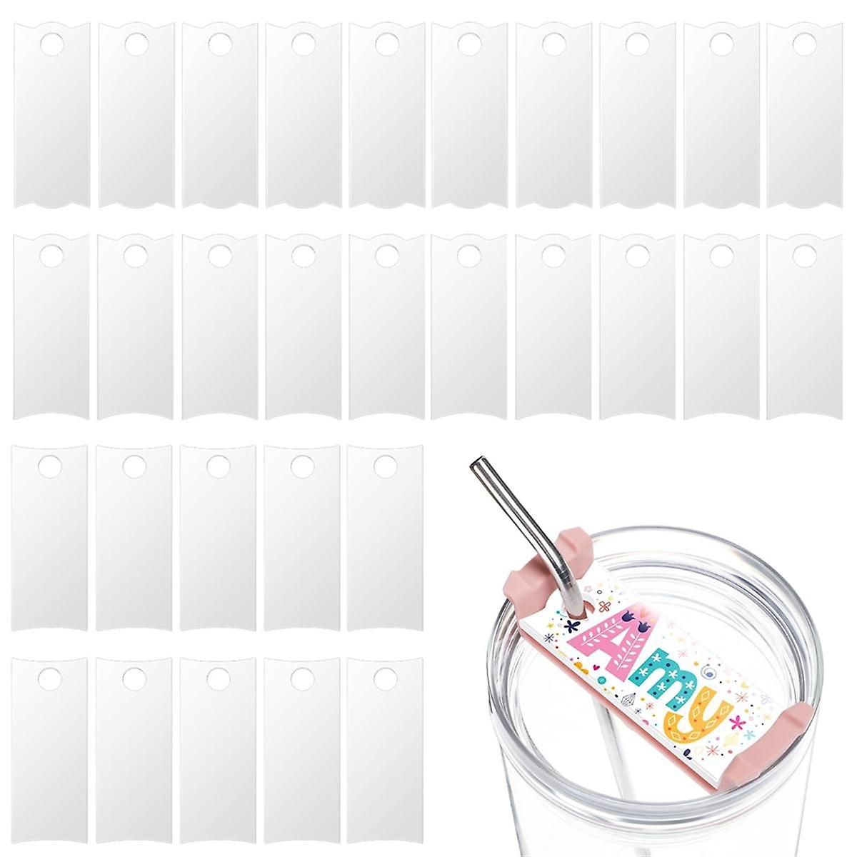 30-Piece Sublimated Acrylic Name Tag Holders Blank for Lid Name Tags, 40 Oz.