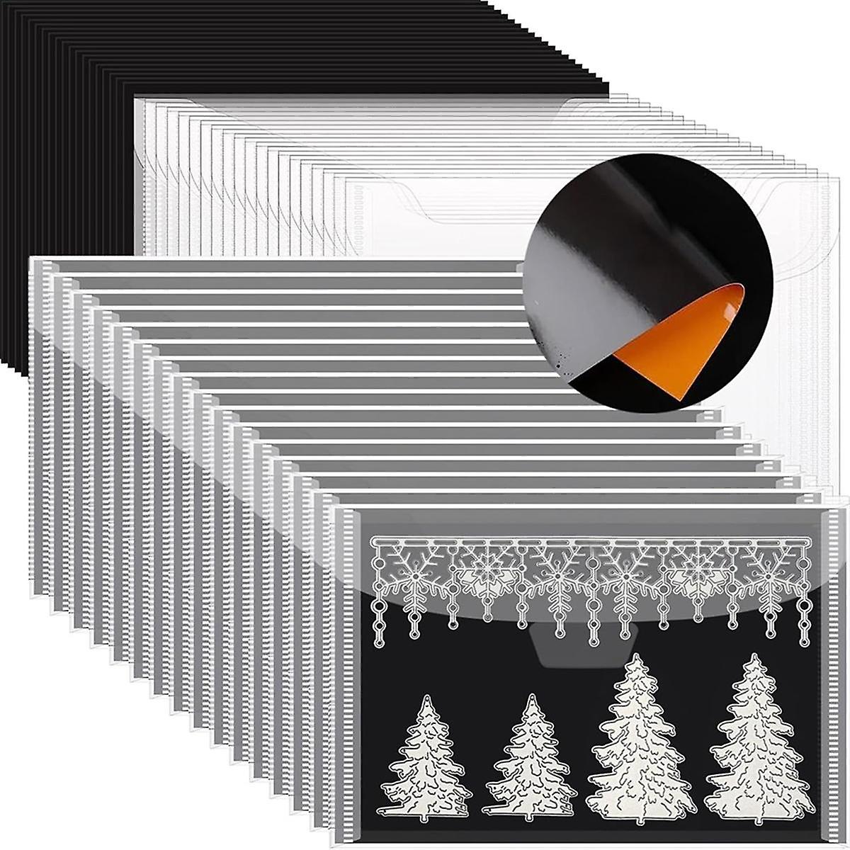 10pcs 0.6mm Strong Rubber Magnetic Sheets and 10pcs Stamp Die Storage Bags, Die Storage Set for Storing , DIY B