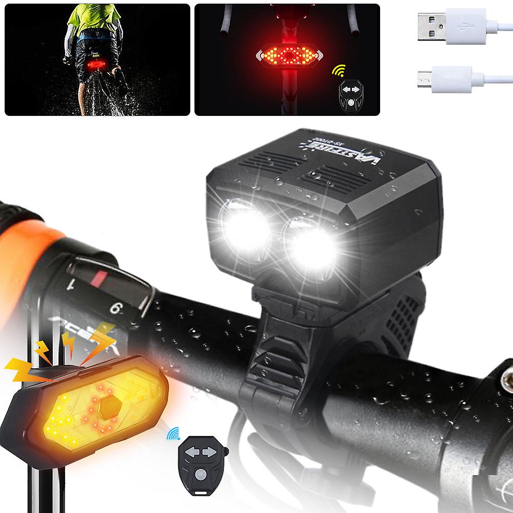 Usb Rechargeable Handlebar Bike Lights 5000lm Led Cycling Lamp With Built-in Battery+ Safety Taillight