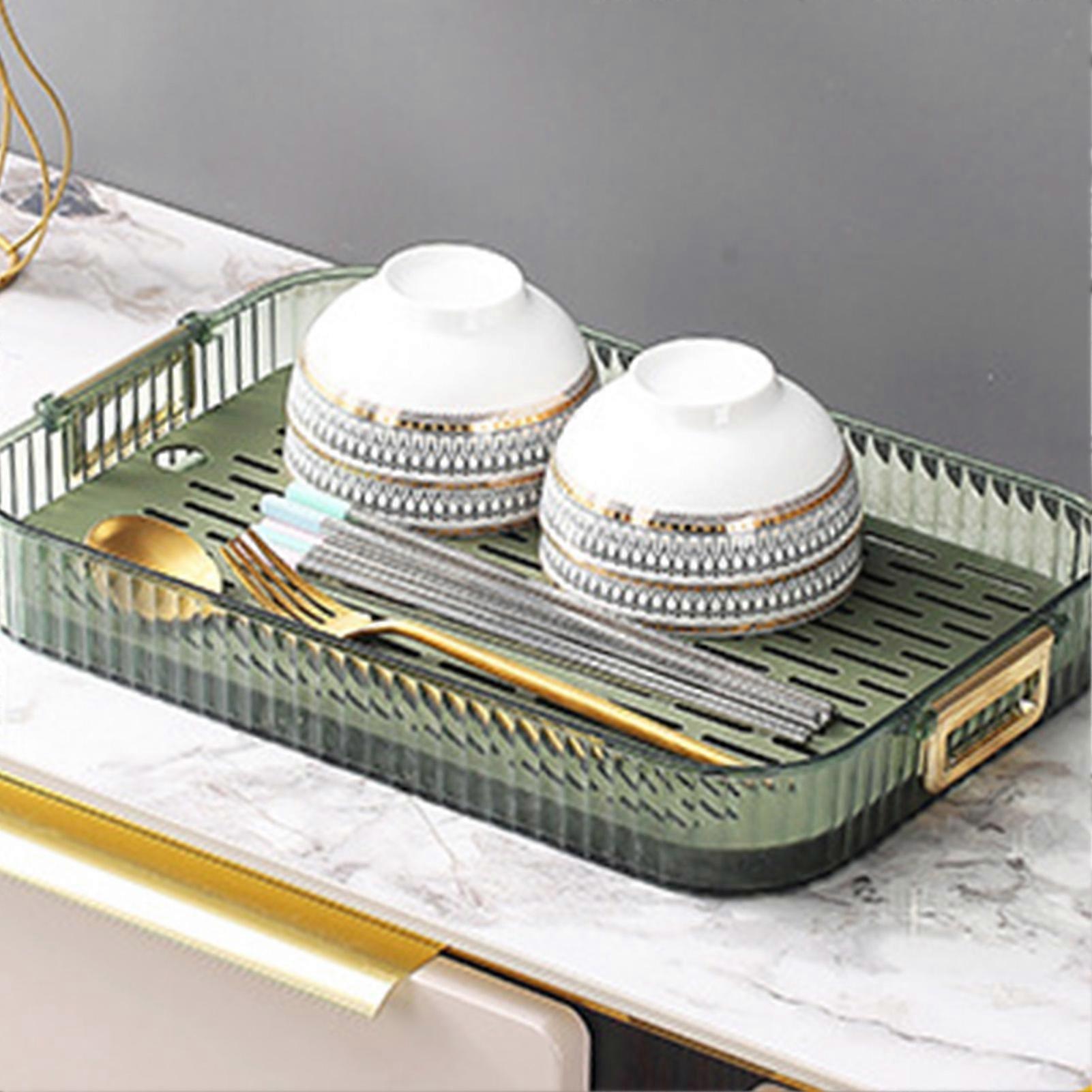 Dish Drain Tray Multipurpose Innovative Light Luxury Double Layers Efficient Draining Drain Tray for Tea Fruit Dish S 