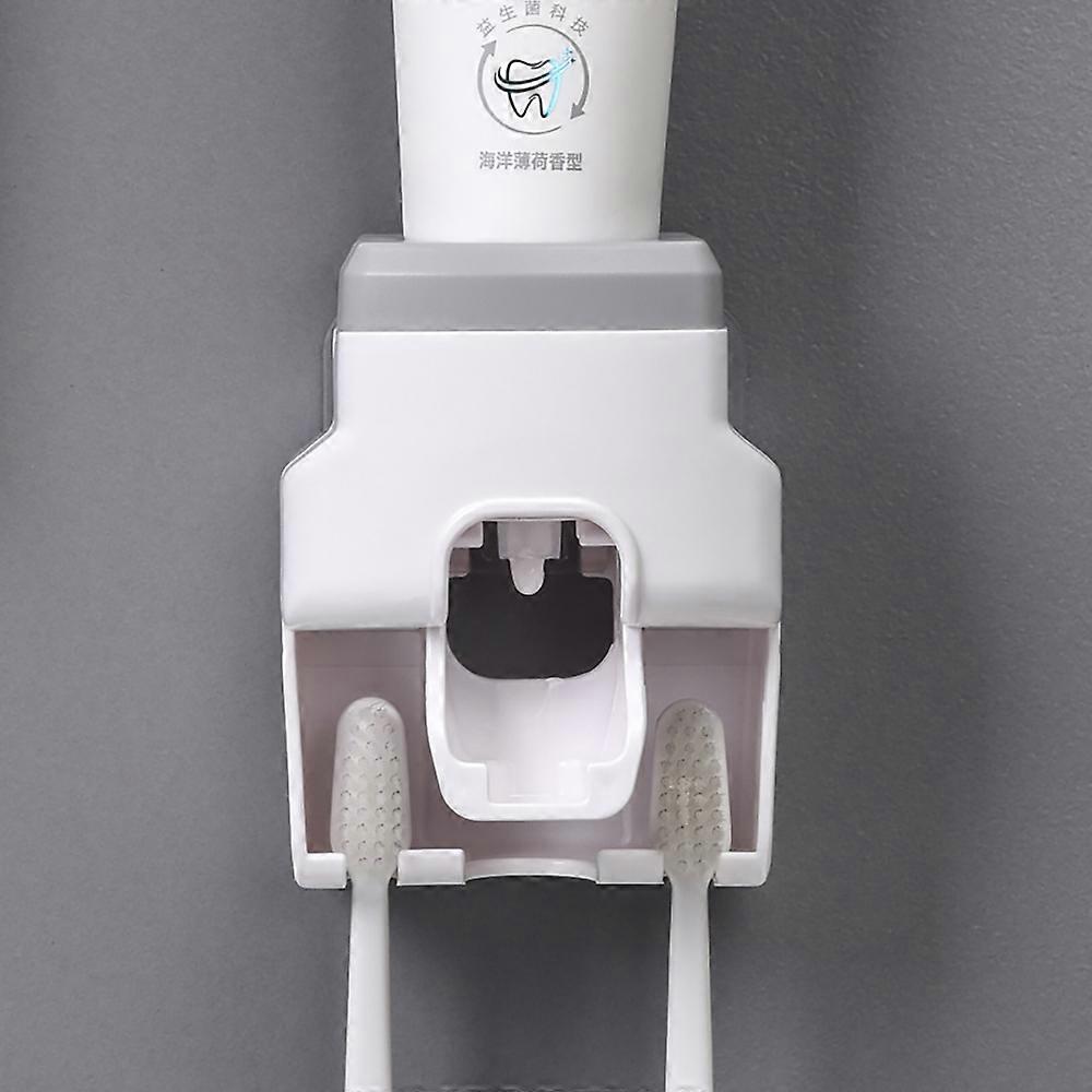 1pc Wall Mounted Toothbrush Holder with Automatic Toothpaste Dispenser