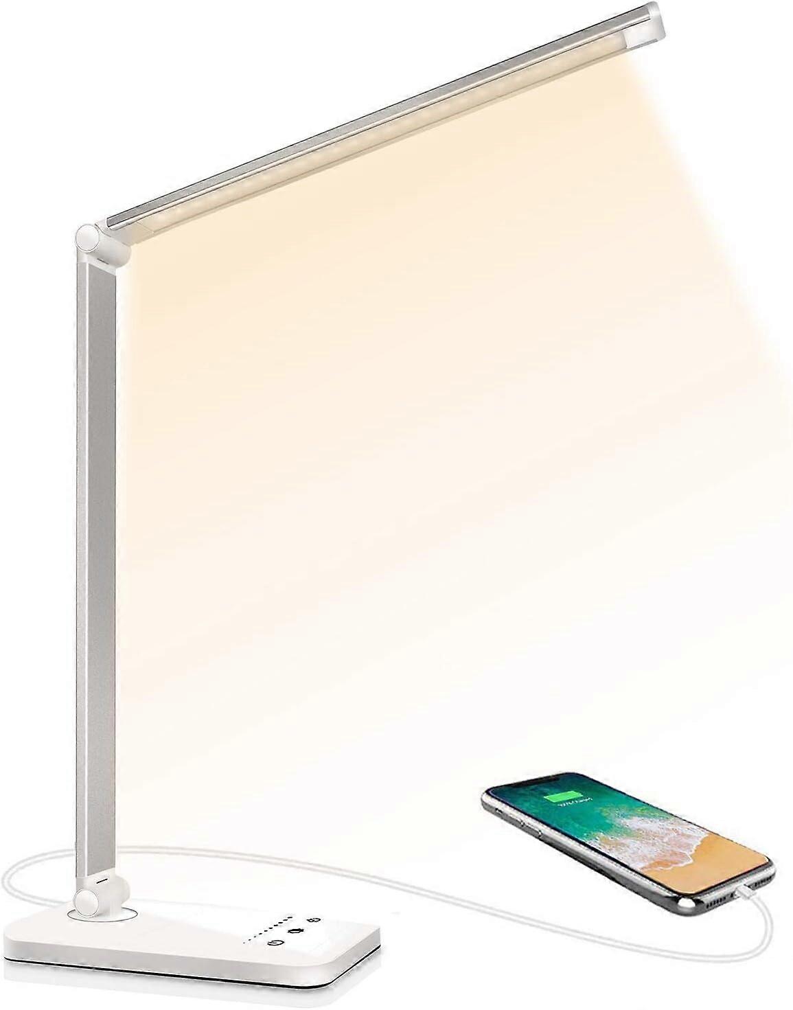 LED Desk Lamp, Dimmable Desk Lamps 5 Color Modes 10 Brightness Levels, Flexible Touch Control Eye Protection, Bedside Lamp with USB Port and Timer Fun