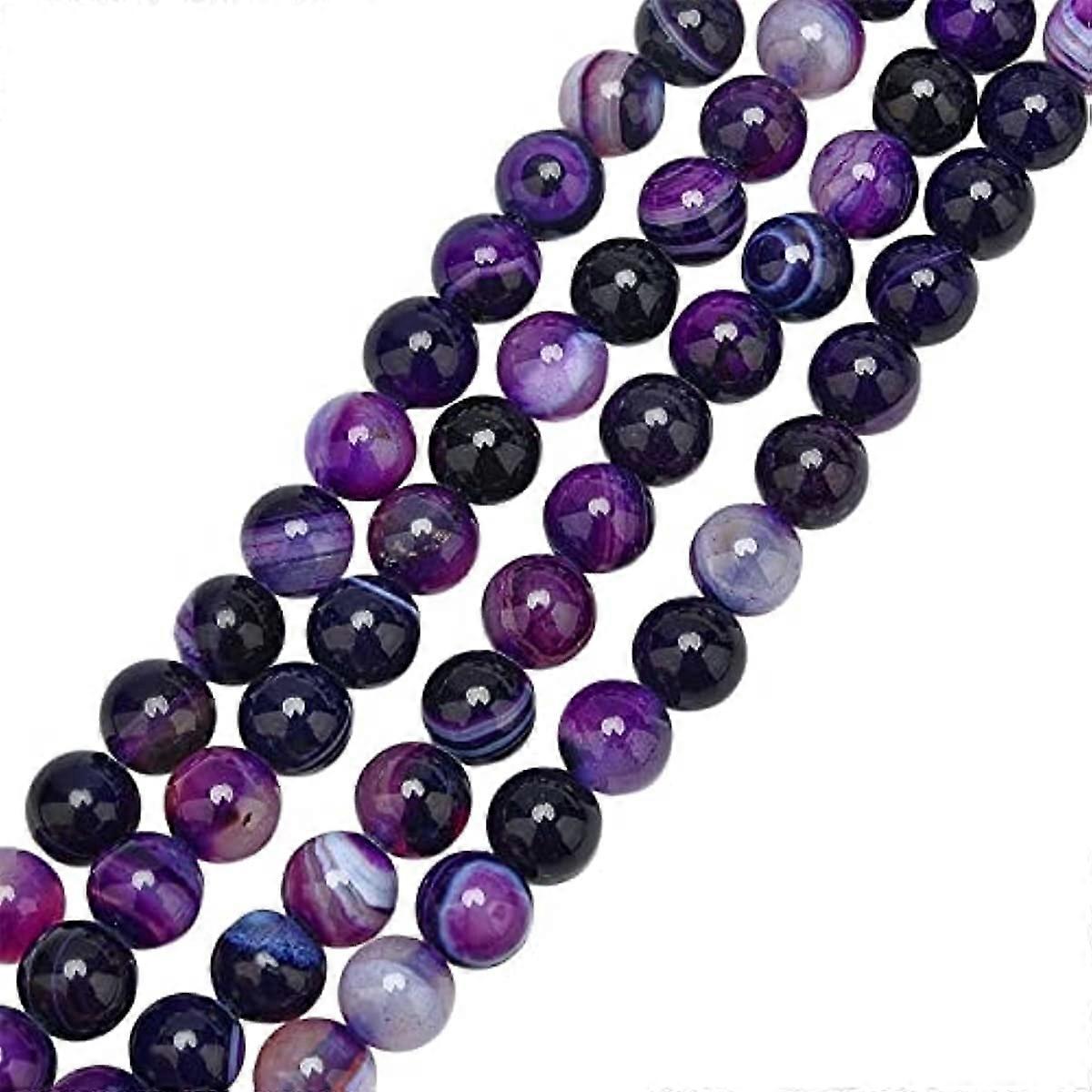 94 Stück 8mm Natürliche Edelstein Perlen Grade A Gebänderte Achat Perlen Gefärbte Stein Perlen Indigo Loch: 1mm
