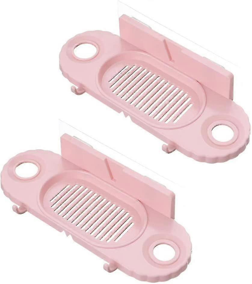 الحمام دش زجاجة مياه معلقة رف لاصق المنظفات حامل الحائط سلة دش رف للمطبخ اللباس الداخلي تنظيم وتخزين (الوردي)