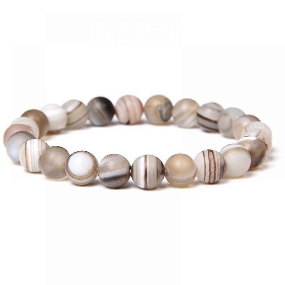 Bracelet-Matte Grey Stripe Agate Bracelet-Subtle Elegance