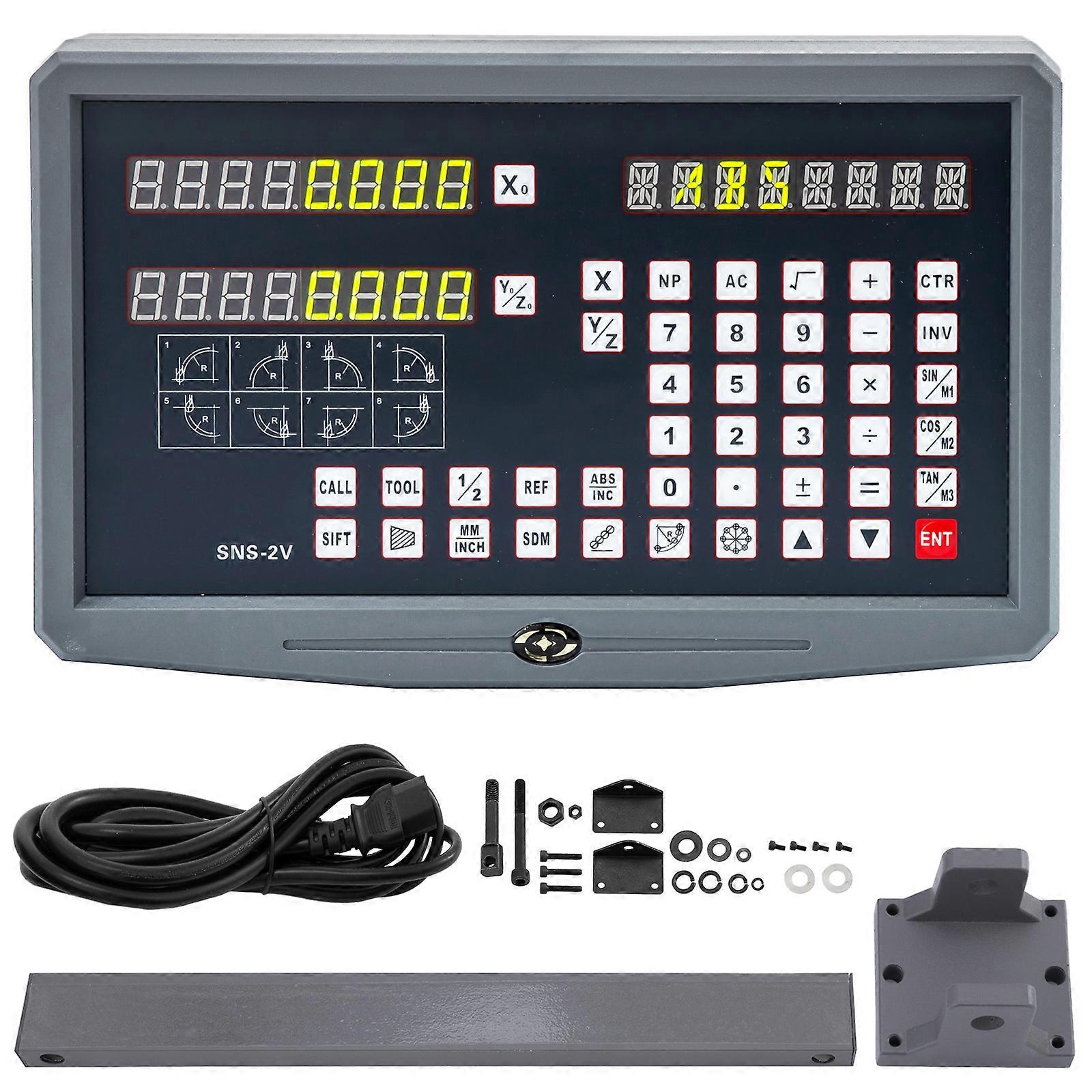 Husuper 2-axlig DRO digital avläsning för frässvarvmaskin, 10W digital avläsning för svarven, 85V-220V linjär skala