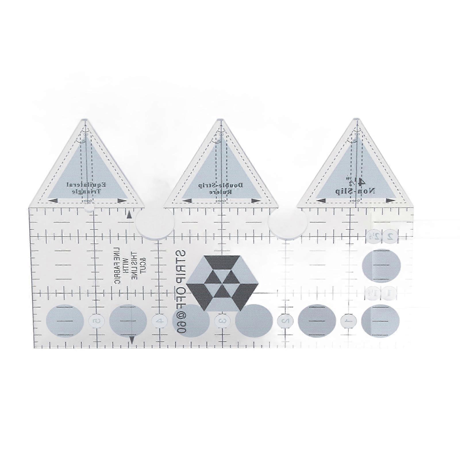 Ruler Grids 45/60/90 Degree Double Strip Ruler Transparent Acrylic Non Slip Quarter Triangle Cutting Guide for Sewing