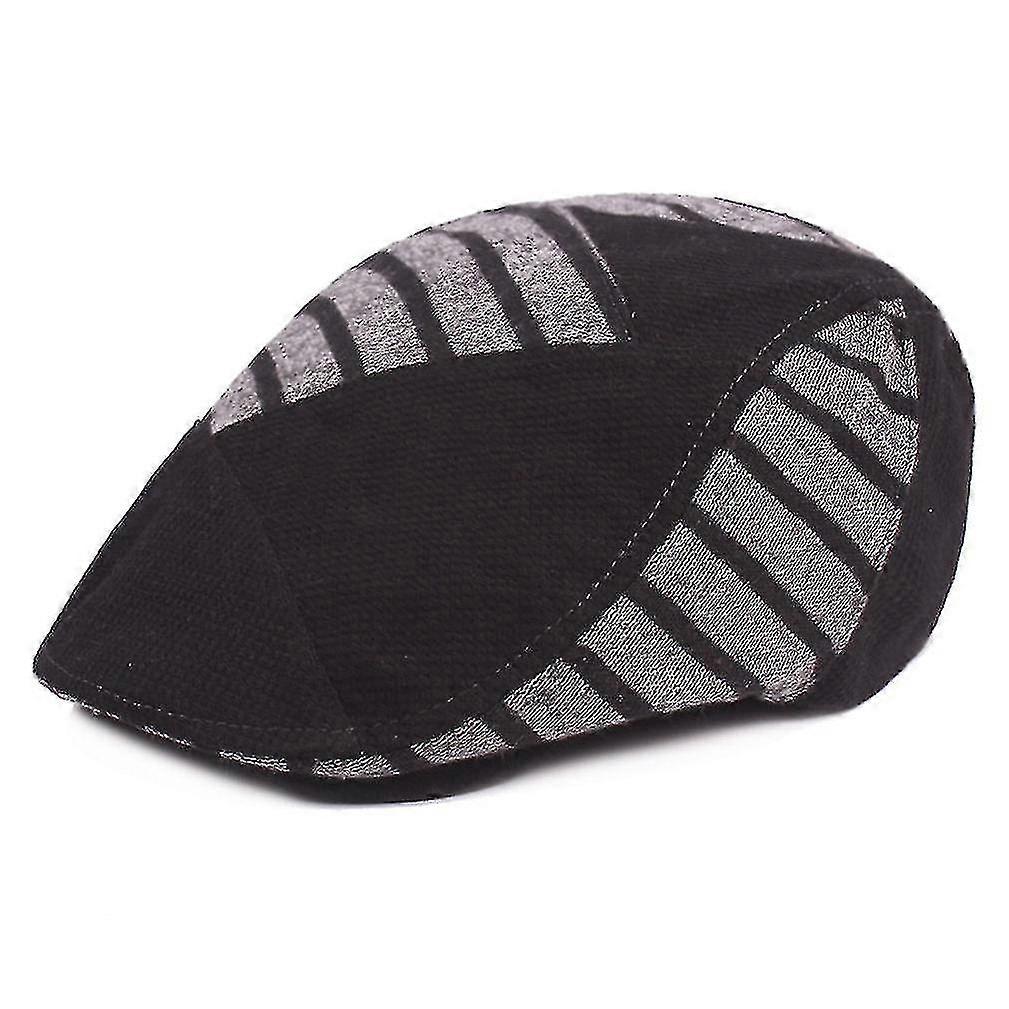 Hmwy-høst Vinter Flat Cap Beret Tykk Varm Cap Stripet