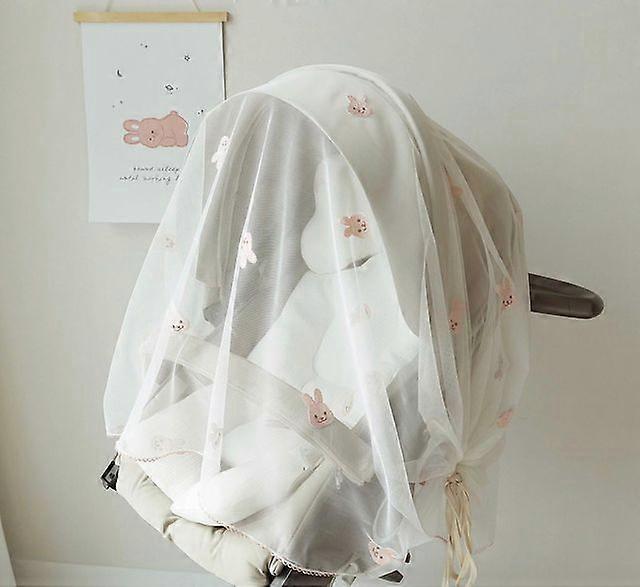 Baby Stroller Mosquito Net Embroidered Pushchair Cart Insect Shield Net Safe Infants Protection Mesh Cover Stroller Accessories
