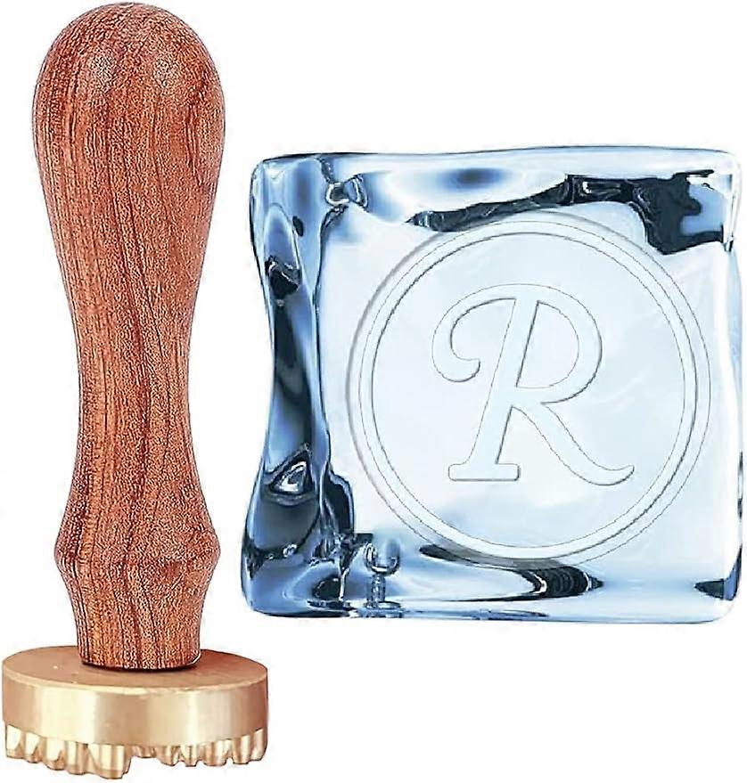 Ice Stamp Letter R Ice Cube Stamp Ice Branding Stamp with Removable Brass Head & Wood Handle Vintage 1.1" Ice Stamp