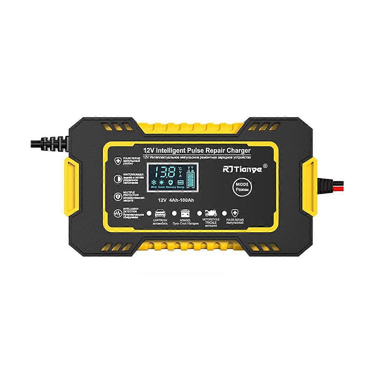 12V Fully Automatic Smart Charger 6A High Power Portable Car Motorcycle Battery Charger for Battery Charging EU Plug