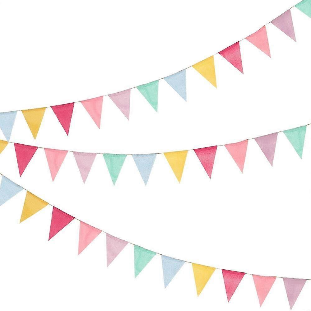36 Flags Bunting Banner, Multicolour Outdoor Waterproof Triangle Flags Imitated Linen Burlap Bunting Supply