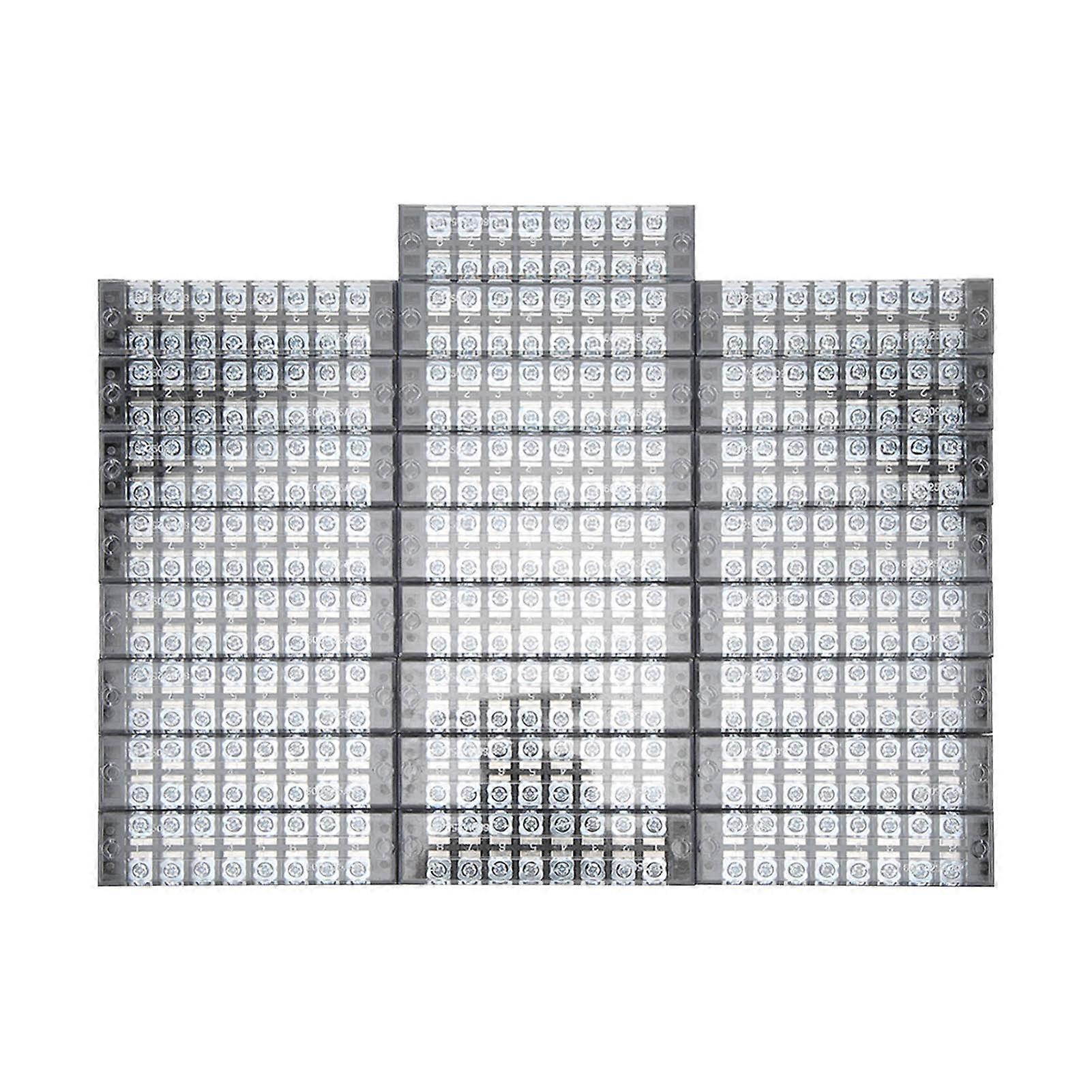 25Pcs TB?2508L Terminal Block Set 08 Positions Dual Row Terminal Strip for Distribution Box 25A 600V
