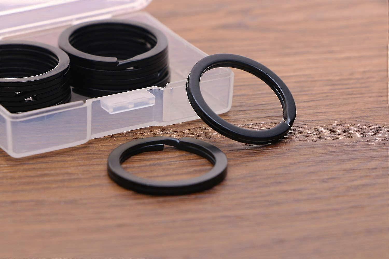 20stk 1,18 tommer / 30mm diameter metal flade split nøgleringe ringe til hjemmet bil nøgler fastgørelse (sort)-yvan