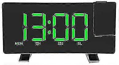 bjxy projection clock, large curved led screen projection clock, fm clock radio, wall mounted dual alarm clock