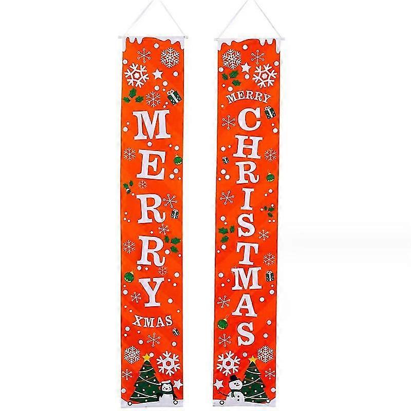 1 Pair Christmas Decorations Outdoor Yard Front Porch Sign Set, Red Black Buffalo Plaid Door Banner, Hanging Merry Christmas Decorations For Home, Ind