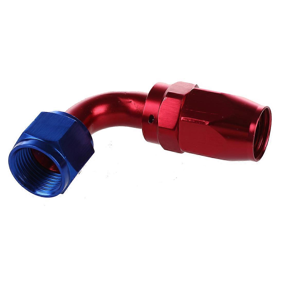 AN10/90 degree Swivel Oil Hose End Fitting Adapter Aluminum Red + Blue