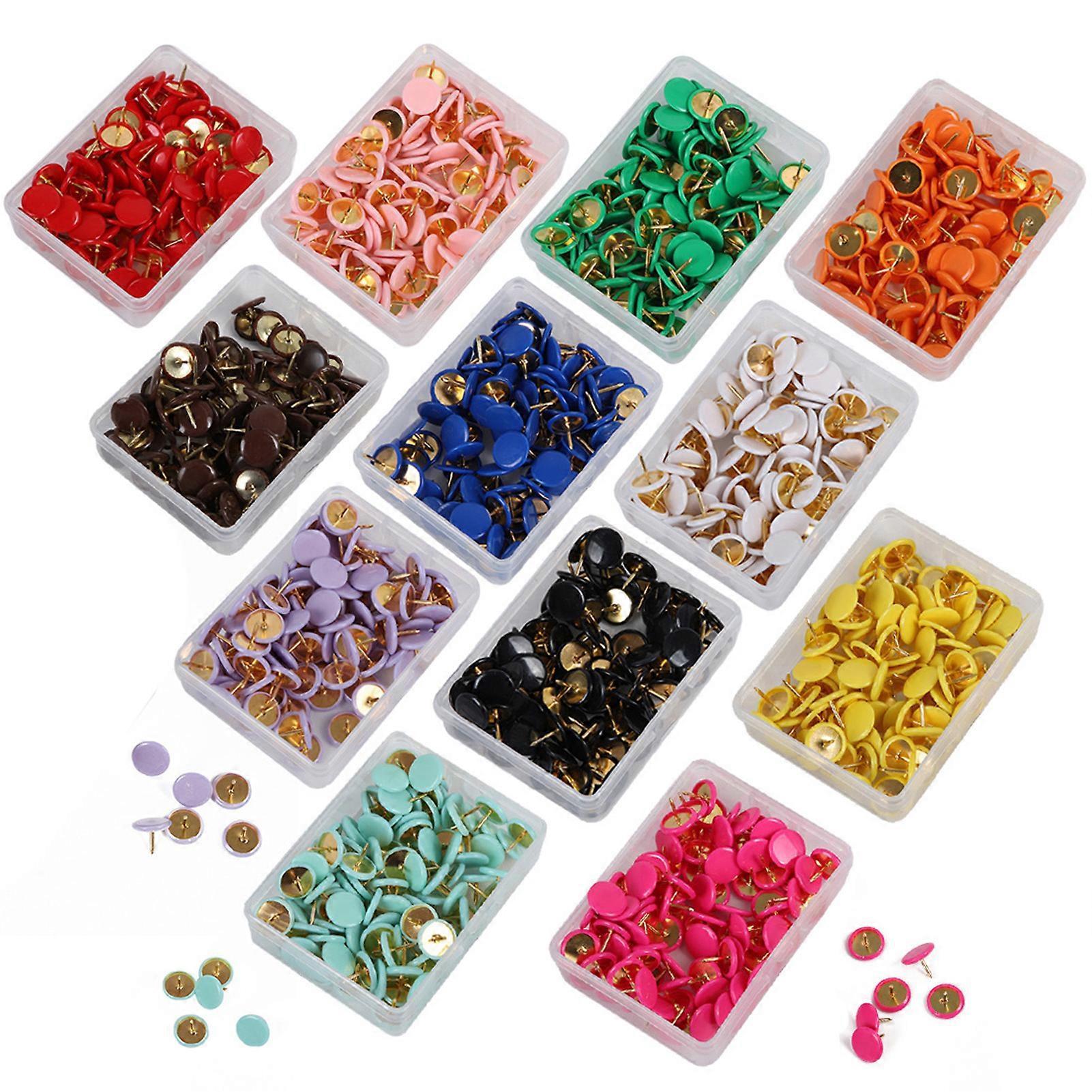 100pcs Colored Flat Thumb Tacks Roundness Plastic and Metal Flat Thumb Tacks for Office School & Personal Use