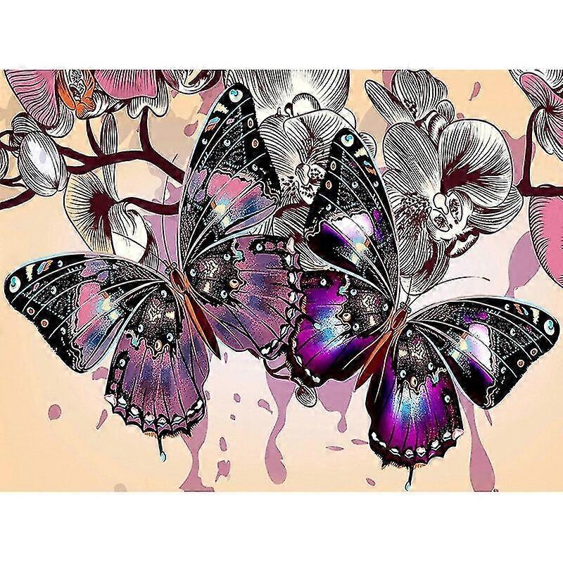 100% Full 5d Diy Daimond Painting "butterfly Couple" 3d Cross-stitch Round Rhinestone Full Pasted Diamant Painting Embroidery