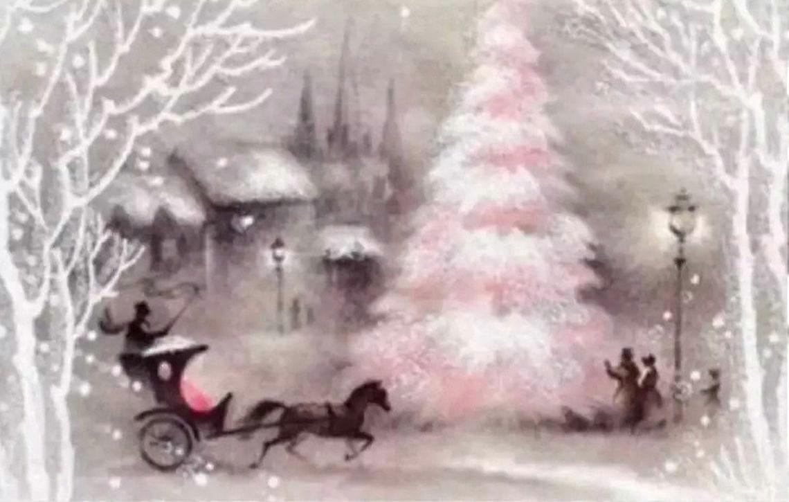 Viktoriansk juleslede, Shabby Chic, Diamantmalingssett, Full Drills