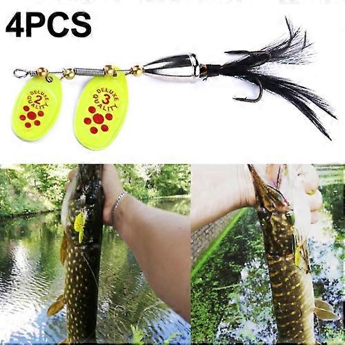 4 PCS SP304 6.5cm 13g Feather Hook Rotating Sequin Road Lure Bait