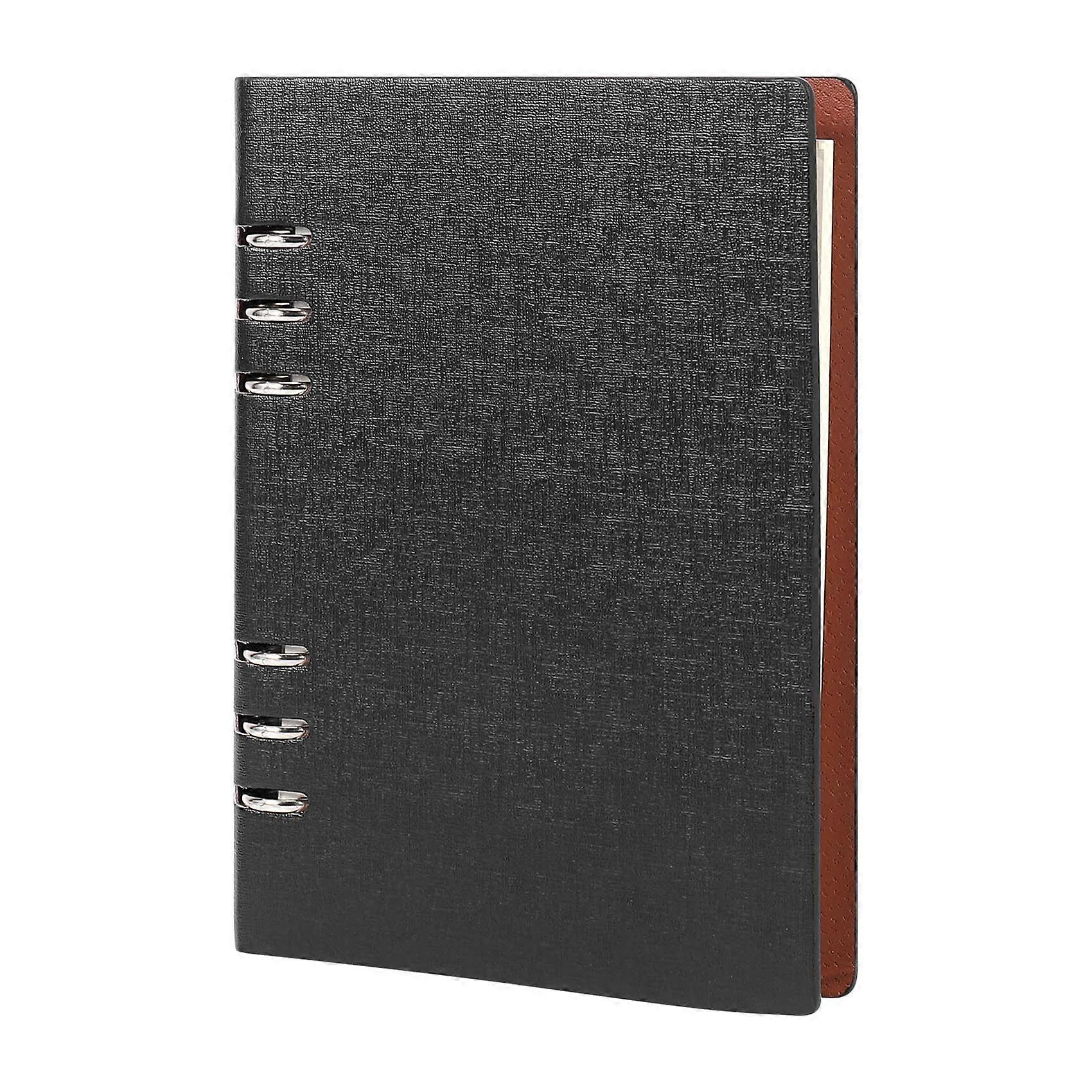 A5 Notebook 6 Holes PU Leather Cover Notebook Loose Pocket Leather Refillable Notebook Binder Rings