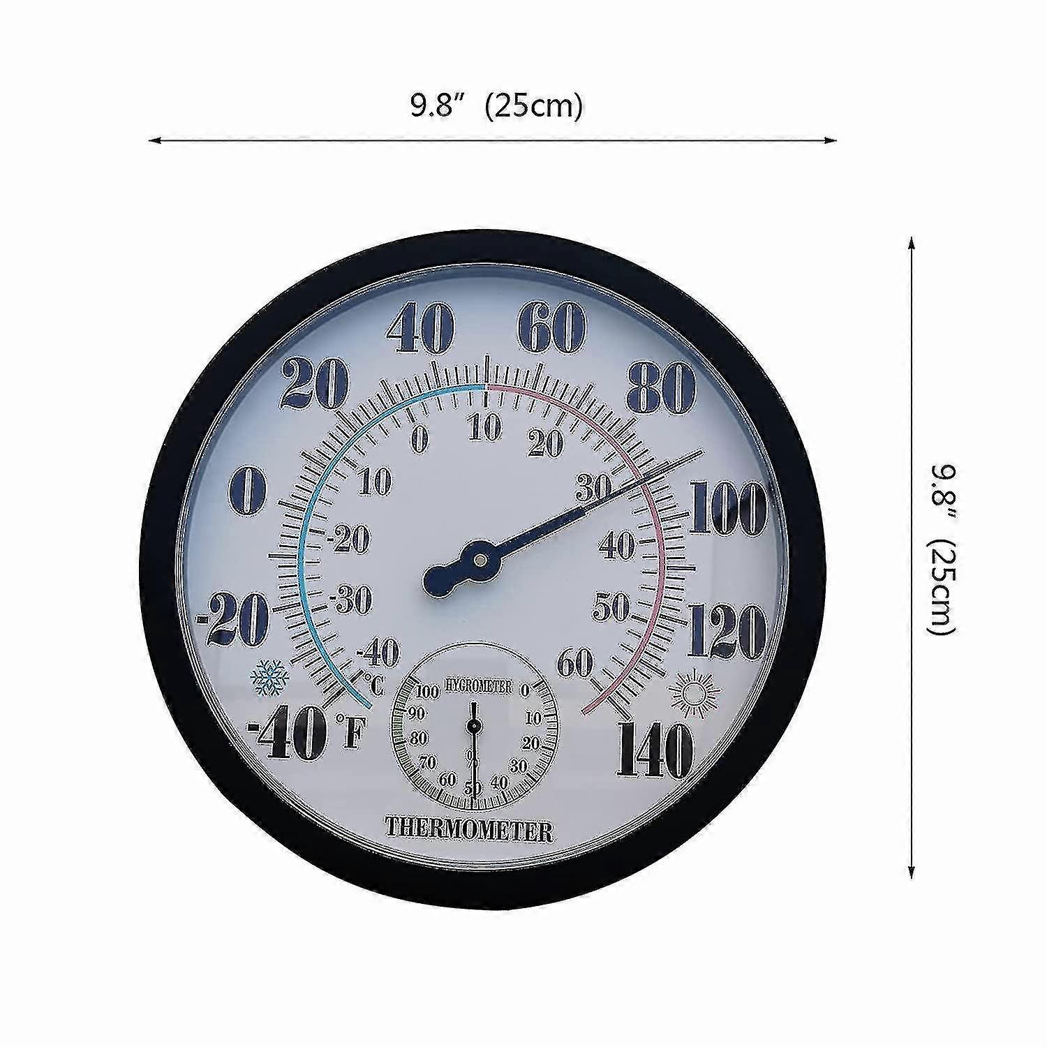 Indoor Outdoor Thermometer Garden Large Number 10 In Diameter(black)