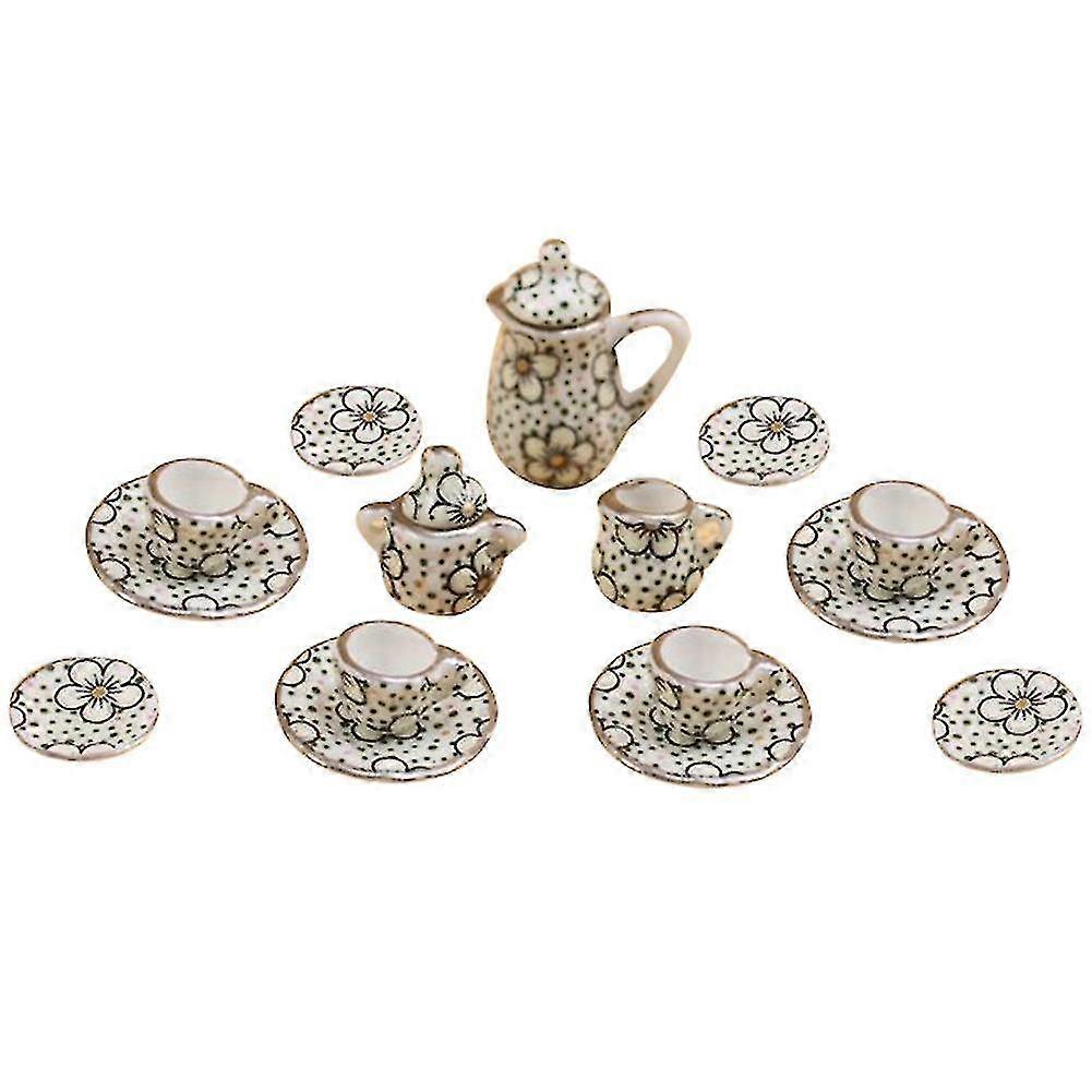 15db/set Dollhouse miniatűr kerámia virágos teáscsésze csészealjak étkészlet játék