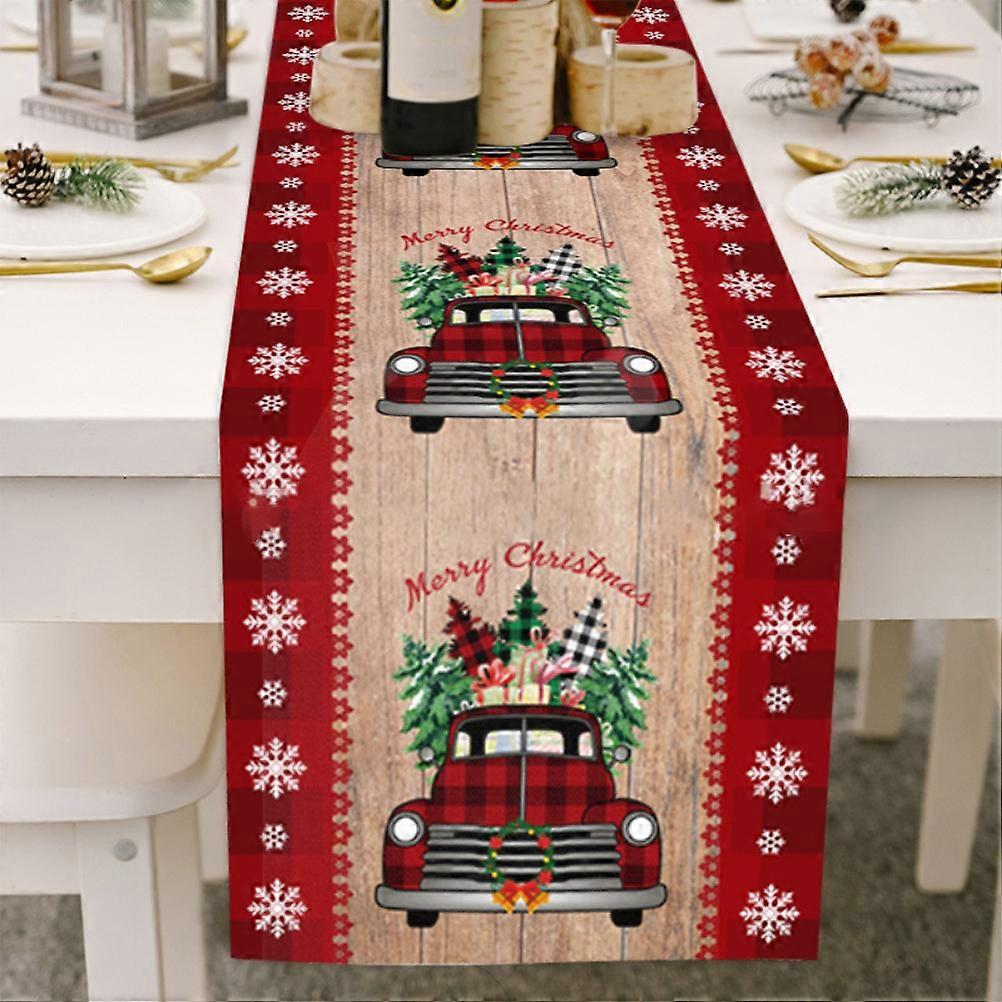 Christmas Gnome Table Runner Dwarf Striped Cotton and Linen Tablecloth Christmas Decoration for Dining Table and Coffee Table