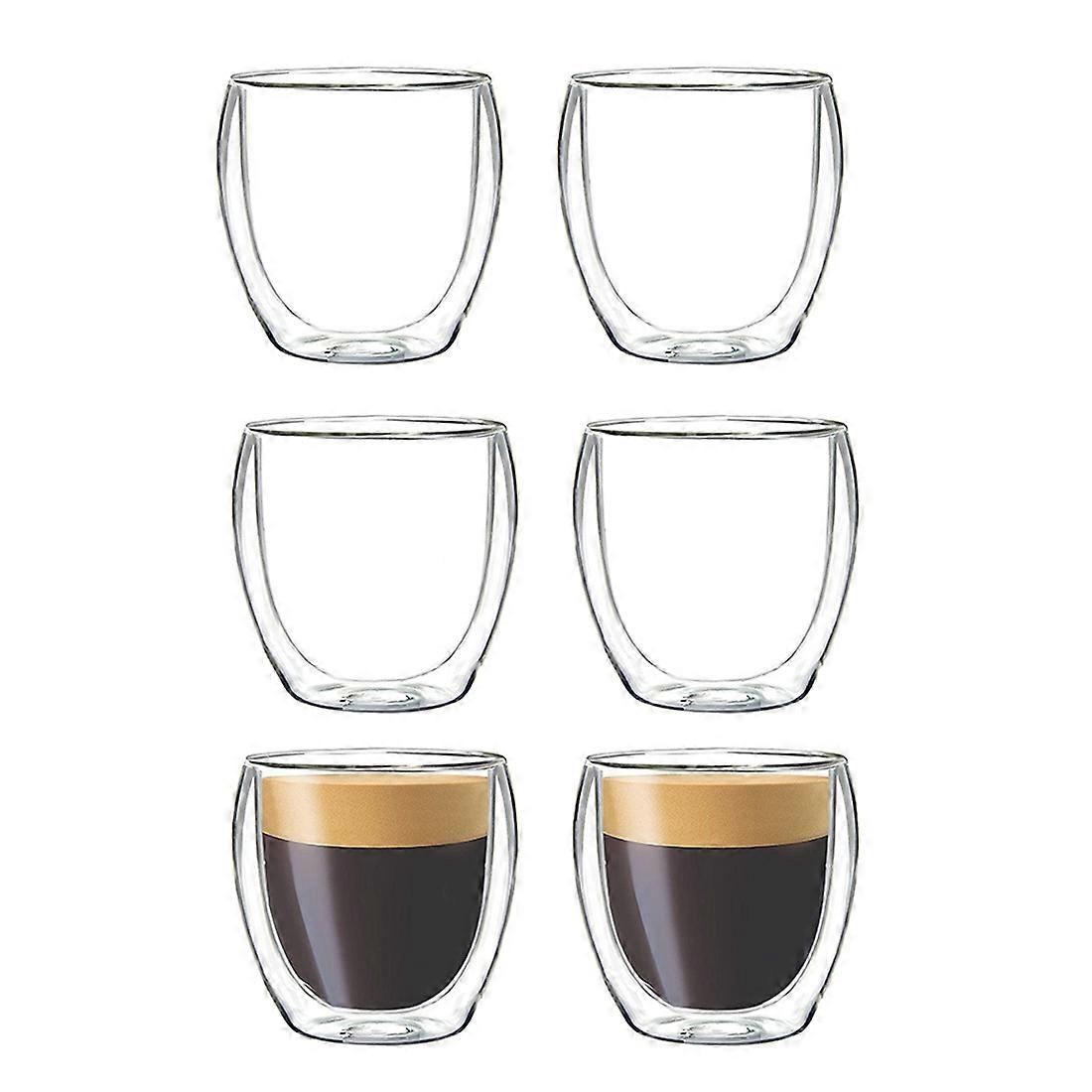 6-Piece Espresso Cup Double-Layer Insulated Espresso Cup Glass Coffee Cup