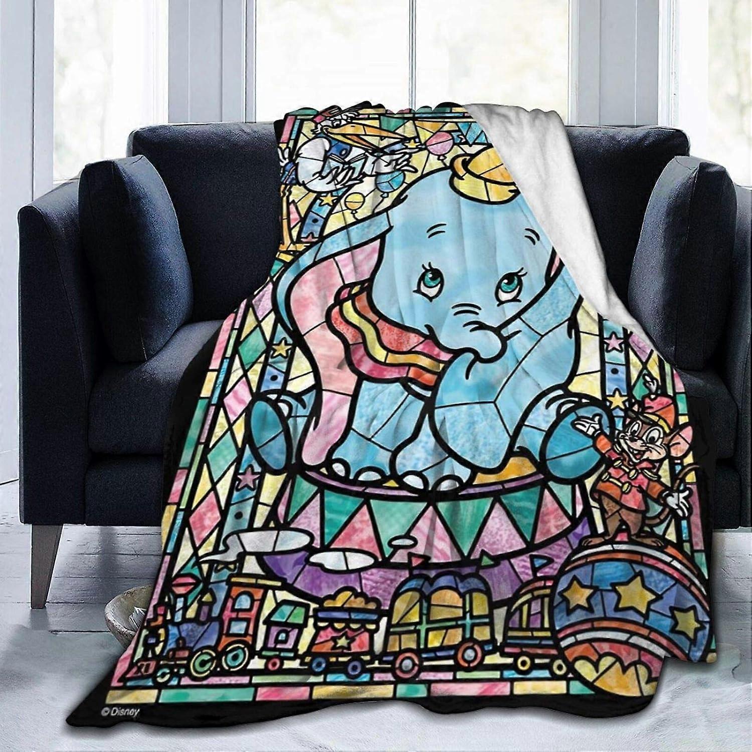 Disney Dumbo Flannel Blankets Microfiber Super Soft Fluffy Warm Blanket For Beds And Sofas Multiple  Multiple Sizes